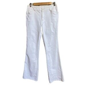 Tahari Women White Wide‎ Leg Denim Casual Jeans Size 8